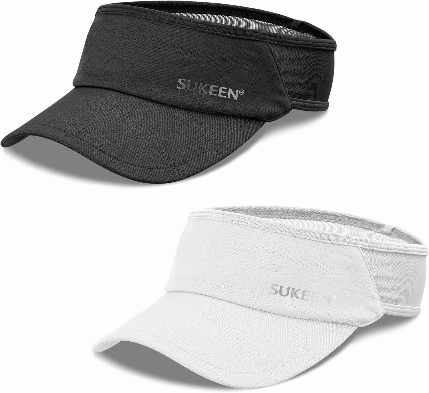 Sukeen 2 Pack Sports Sun Visor Women Men Lightweight Packable Stretchy Visor Hat for Golf, Tennis, Running, Daily Wear