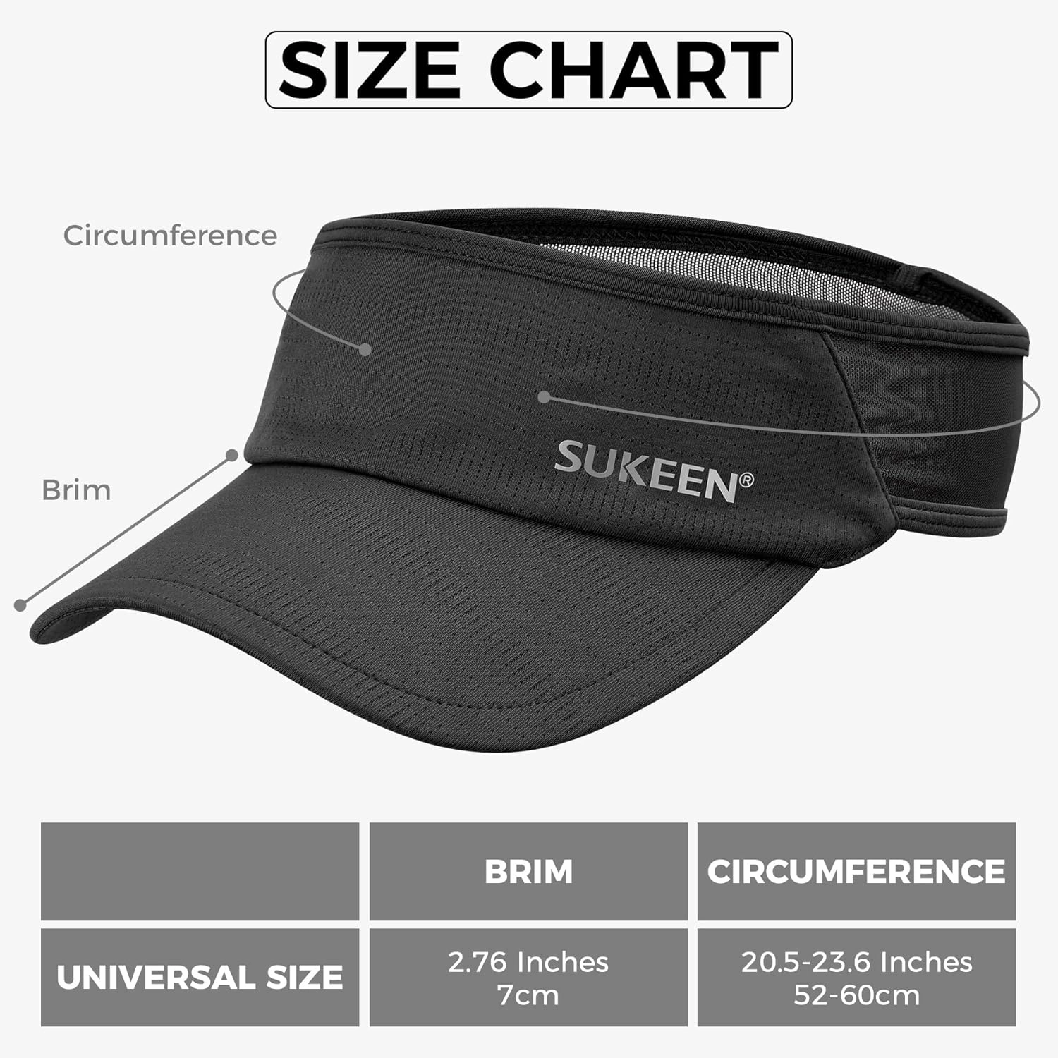 Sukeen 2 Pack Sports Sun Visor Women Men Lightweight Packable Stretchy Visor Hat for Golf, Tennis, Running, Daily Wear