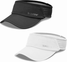 Sukeen 2 Pack Sports Sun Visor Women Men Lightweight Packable Stretchy Visor Hat for Golf, Tennis, Running, Daily Wear