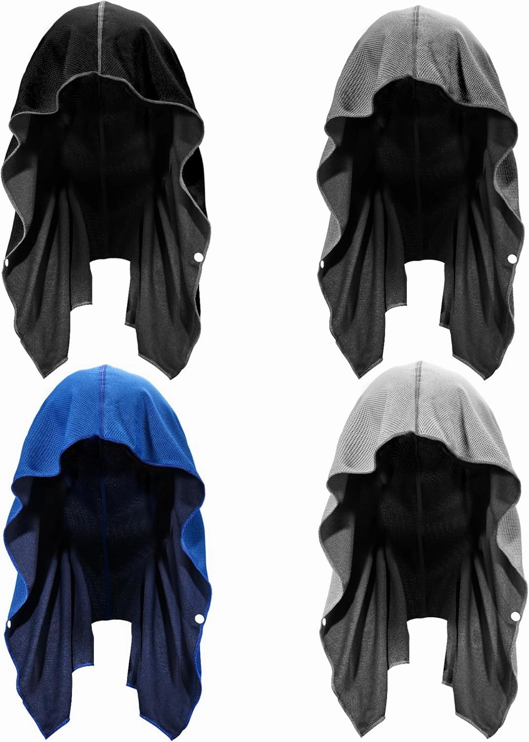 Sukeen Cooling Hoodie Towel 4 Pack, Cooling Towels for Neck and Face Quick Drying Absorbent, UV Protection Cooling Neck Wraps, Sport Workout Camping Cycling Cooling Towel