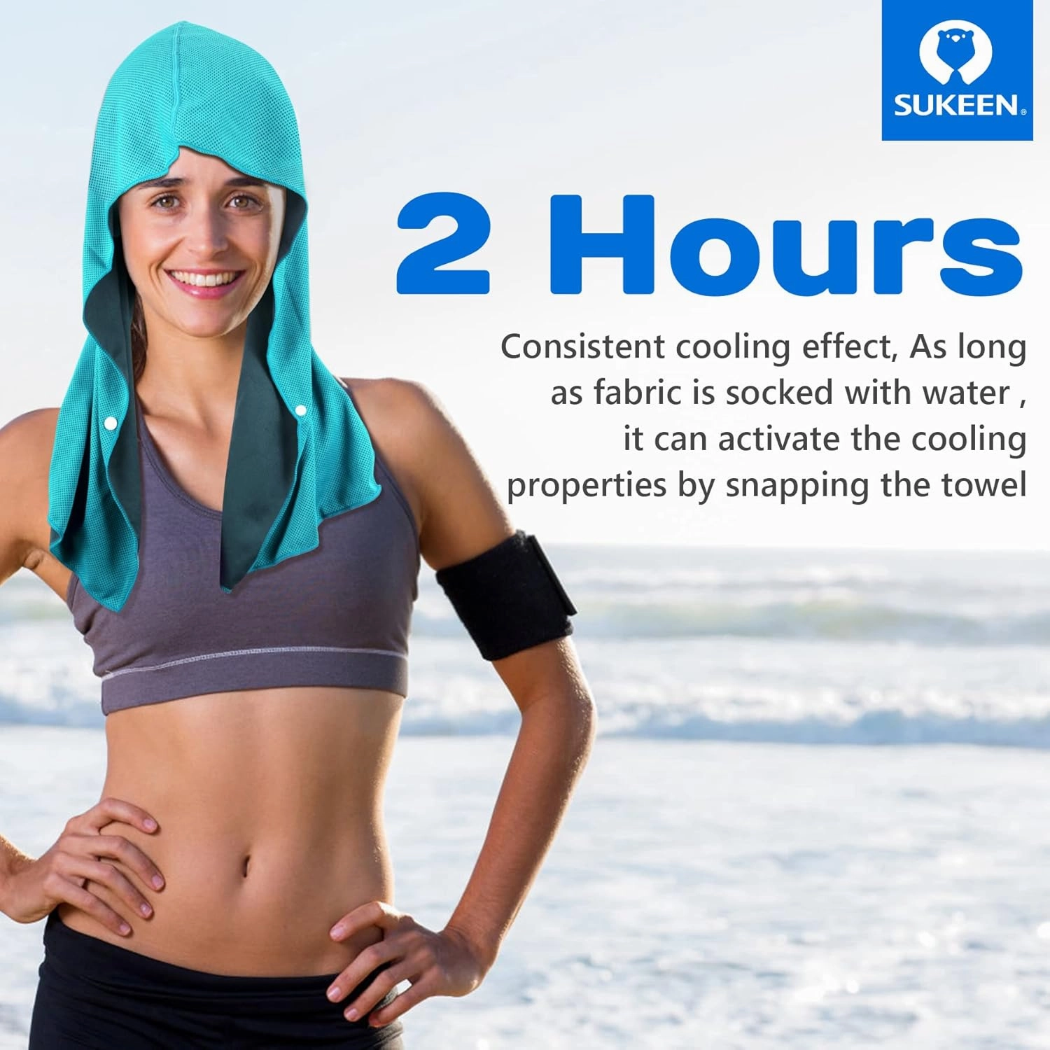 Sukeen Cooling Hoodie Towel, Absorbent Quick-Drying Cooling Towels for Neck and Face, UV Sun Protection Cooling Neck Wraps Sport Head Cooling Towel Hot Weather