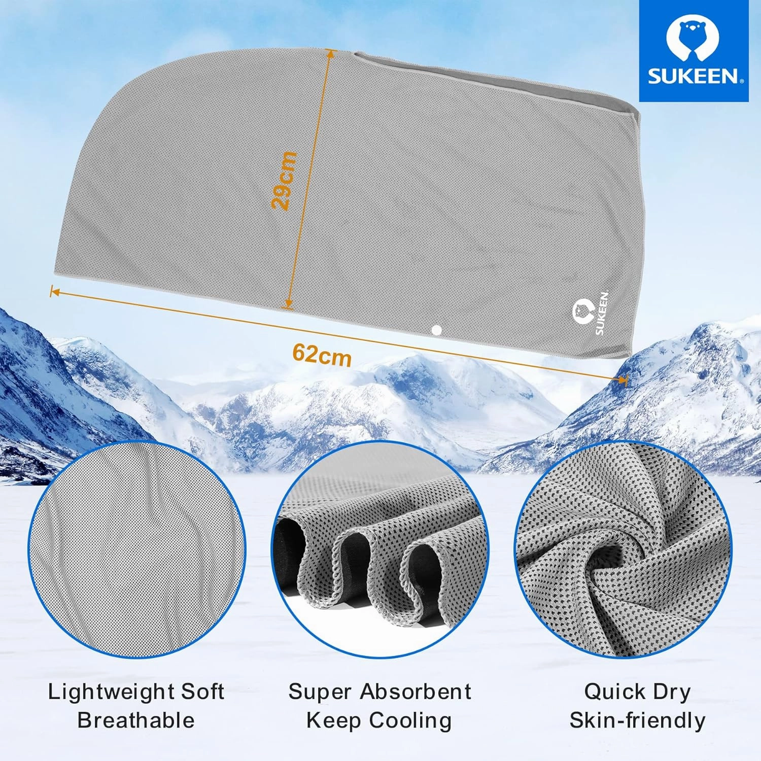Sukeen Cooling Hoodie Towel, Absorbent Quick-Drying Cooling Towels for Neck and Face, UV Sun Protection Cooling Neck Wraps Sport Head Cooling Towel Hot Weather