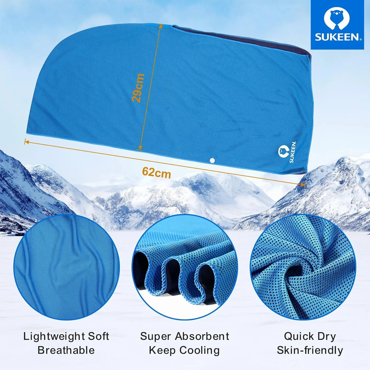 Sukeen Cooling Hoodie Towel, Absorbent Quick-Drying Cooling Towels for Neck and Face, UV Sun Protection Cooling Neck Wraps Sport Head Cooling Towel Hot Weather