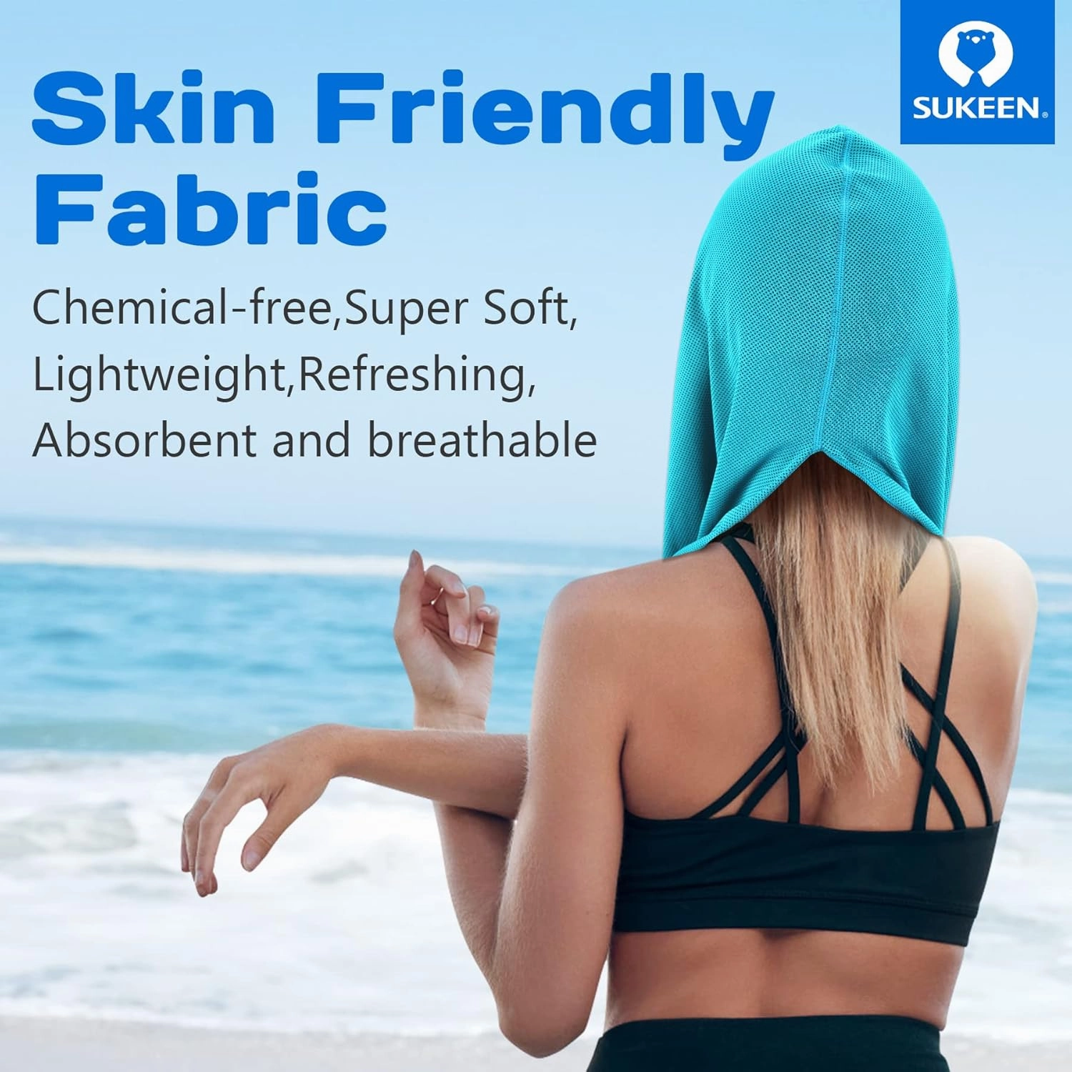 Sukeen Cooling Hoodie Towel, Absorbent Quick-Drying Cooling Towels for Neck and Face, UV Sun Protection Cooling Neck Wraps Sport Head Cooling Towel Hot Weather