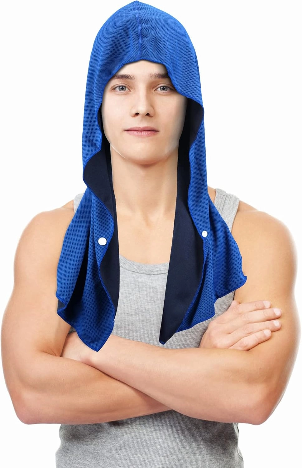 Sukeen Cooling Hoodie Towel for Men, Cooling Towels for Neck and Face UV Protection, Quick Drying Absorbent Sport Workout Camping Cycling Cooling Neck Wraps