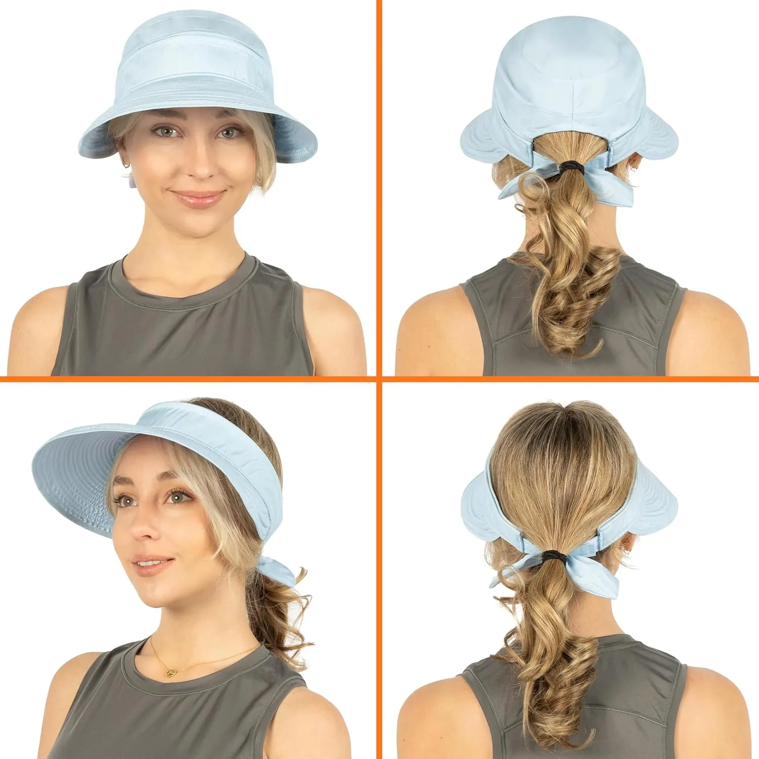 SUN CUBE Women Sun Hat for Outdoor UV Protection, Wide Brim Sun Hat Ponytail, Convertible Zip-Off Beach Hat Visor