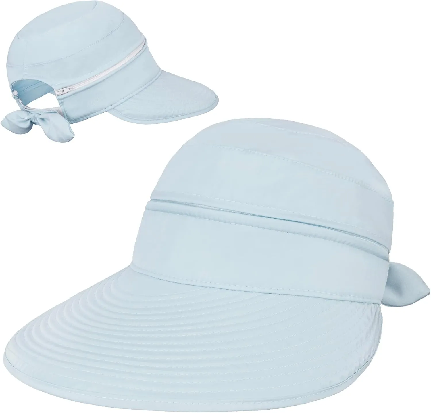 SUN CUBE Women Sun Hat for Outdoor UV Protection, Wide Brim Sun Hat Ponytail, Convertible Zip-Off Beach Hat Visor