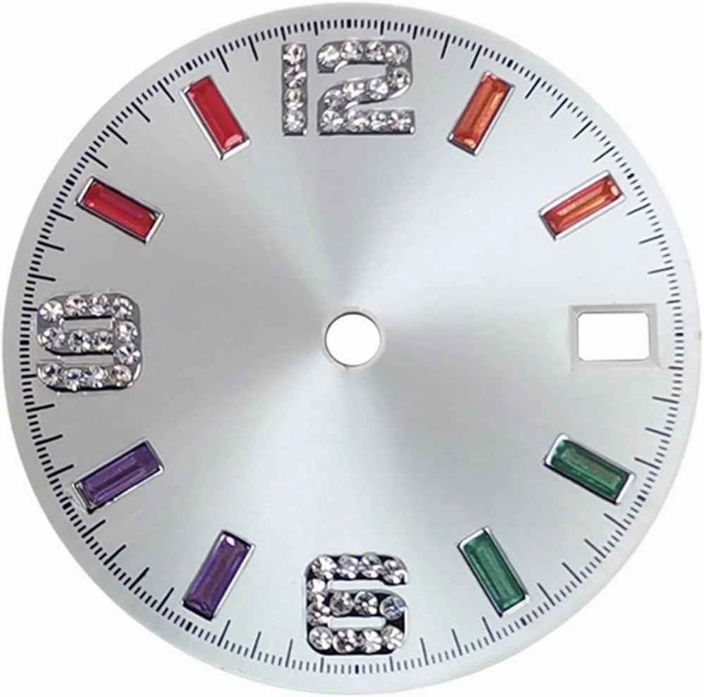 Sun Pattern Rainbow Scale Dial 28.5mm Watch Dial Fit for NH35 NH36 4R 7S Watch Movement Modification Part Nicely (Color : White)