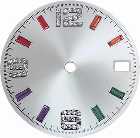 Sun Pattern Rainbow Scale Dial 28.5mm Watch Dial Fit for NH35 NH36 4R 7S Watch Movement Modification Part Nicely (Color : White)