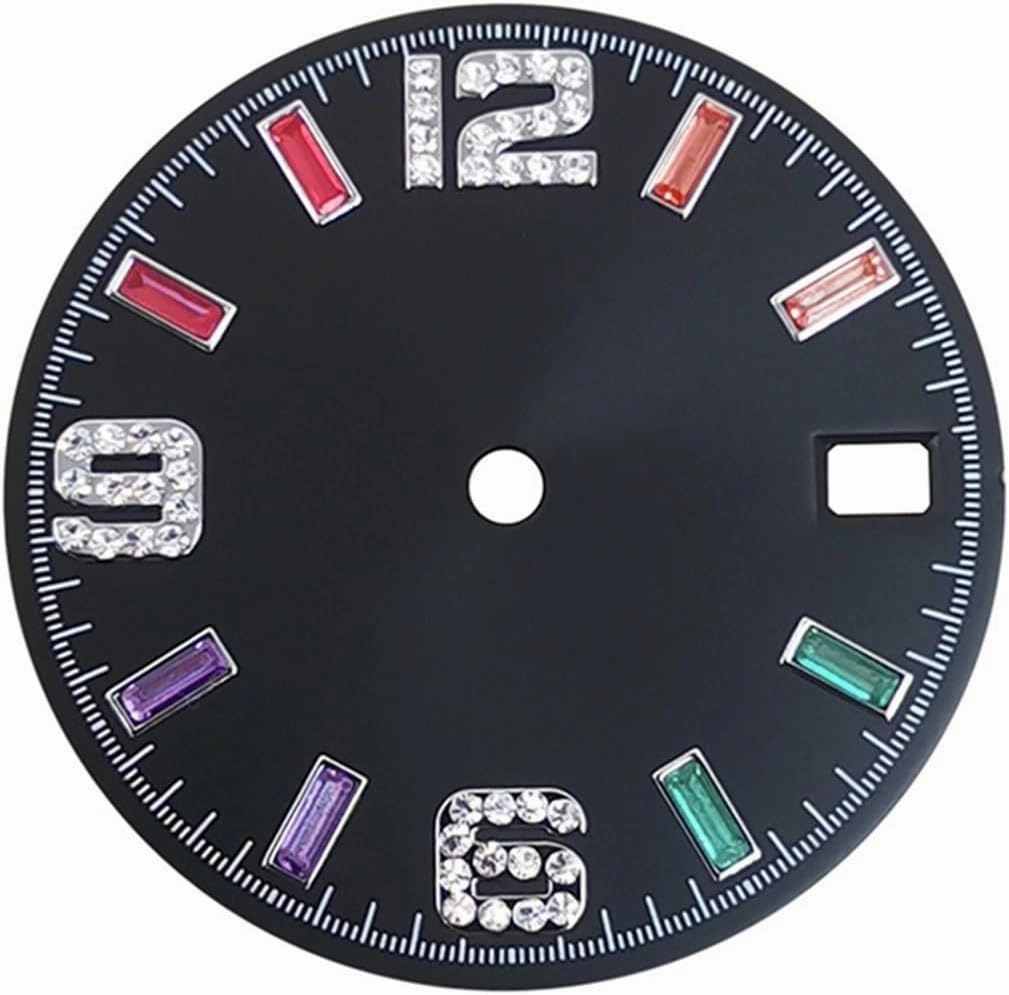 Sun Pattern Rainbow Scale Dial 28.5mm Watch Dial Fit for NH35 NH36 4R 7S Watch Movement Modification Part Nicely (Color : White)