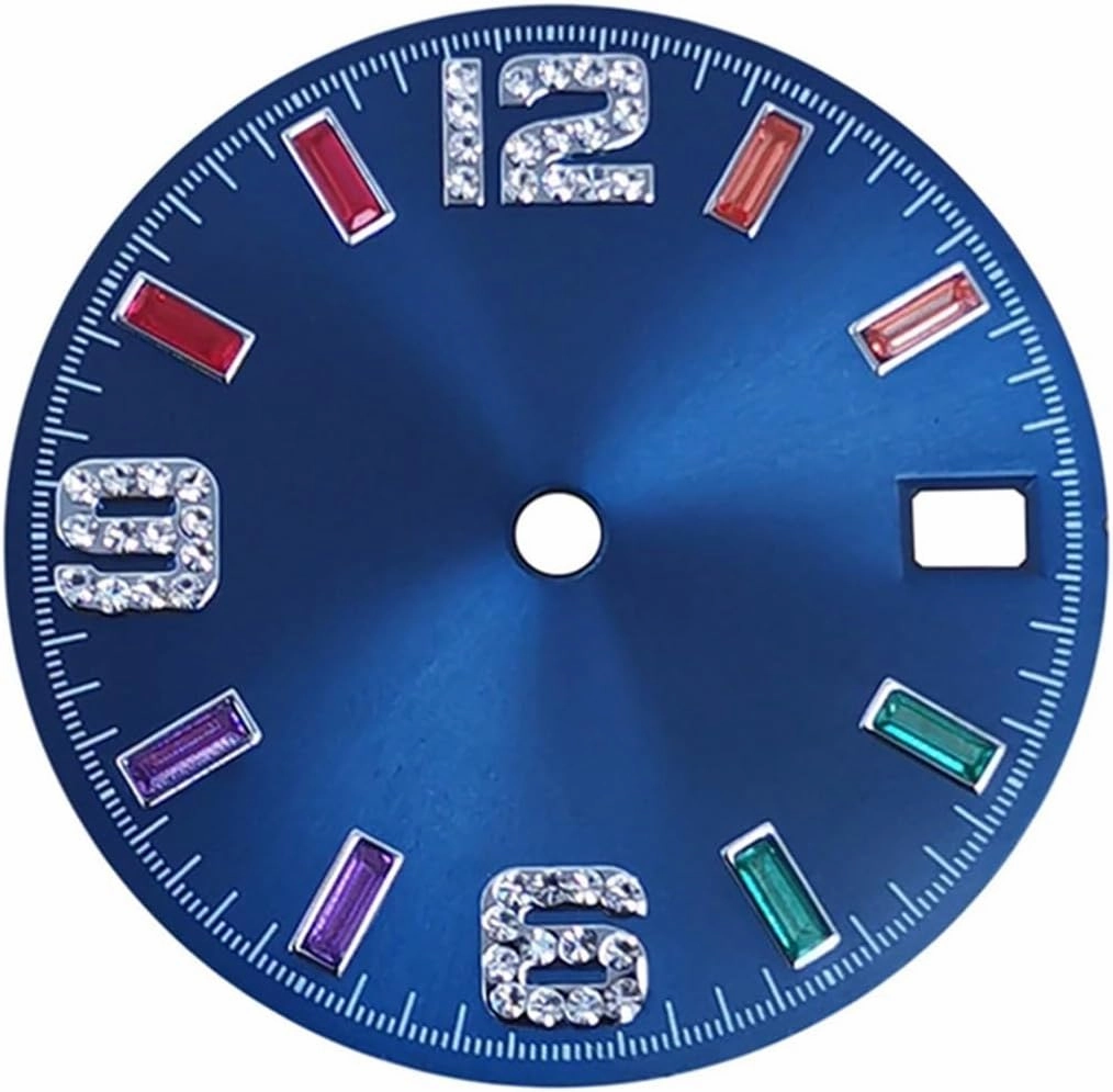 Sun Pattern Rainbow Scale Dial 28.5mm Watch Dial Fit for NH35 NH36 4R 7S Watch Movement Modification Part Nicely (Color : White)