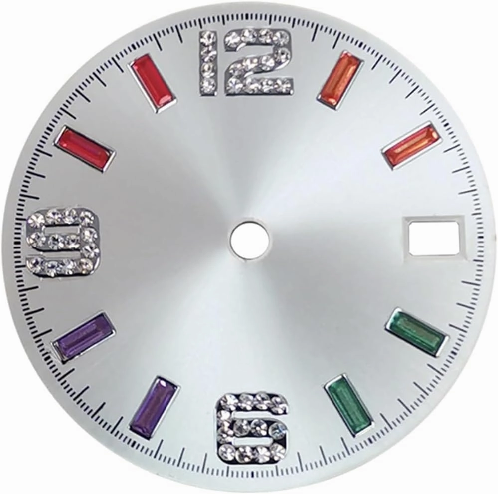 Sun Pattern Rainbow Scale Dial 28.5mm Watch Dial Fit for NH35 NH36 4R 7S Watch Movement Modification Part Nicely (Color : White)