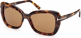 Sunglasses Tom Ford FT 1008 Maeve 55J Shiny Coloured Havana,"t" Logo/Brown Le
