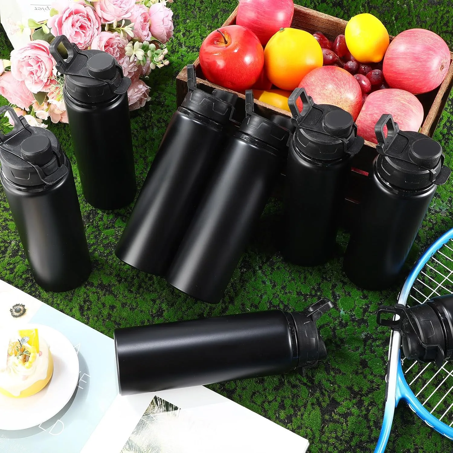 Sunnyray 16 Pcs Aluminum Water Bottle Bulk Multicolor Reusable Sports Bottle with Snap Lids Multipack Vacuum Water Flask for Travel Camping, Picnics, Gym, Hiking, Cycling, Fishing