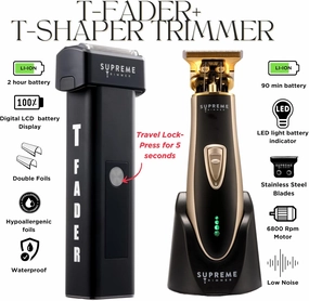Supreme Trimmer 2-in-1 T-Fader Foil Shaver & T-Shaper Trimmer Set | ST5210 Beard Trimmer STF501 Electric Razor | Gold