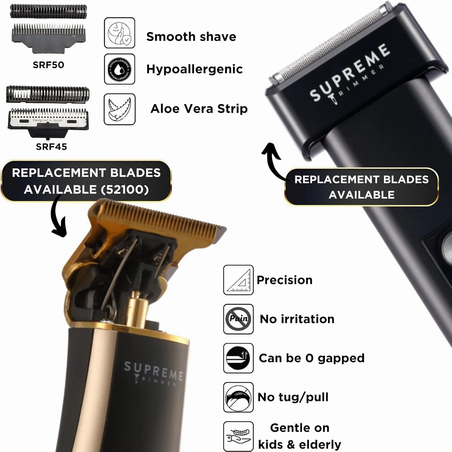 Supreme Trimmer 2-in-1 T-Fader Foil Shaver & T-Shaper Trimmer Set | ST5210 Beard Trimmer STF501 Electric Razor | Gold