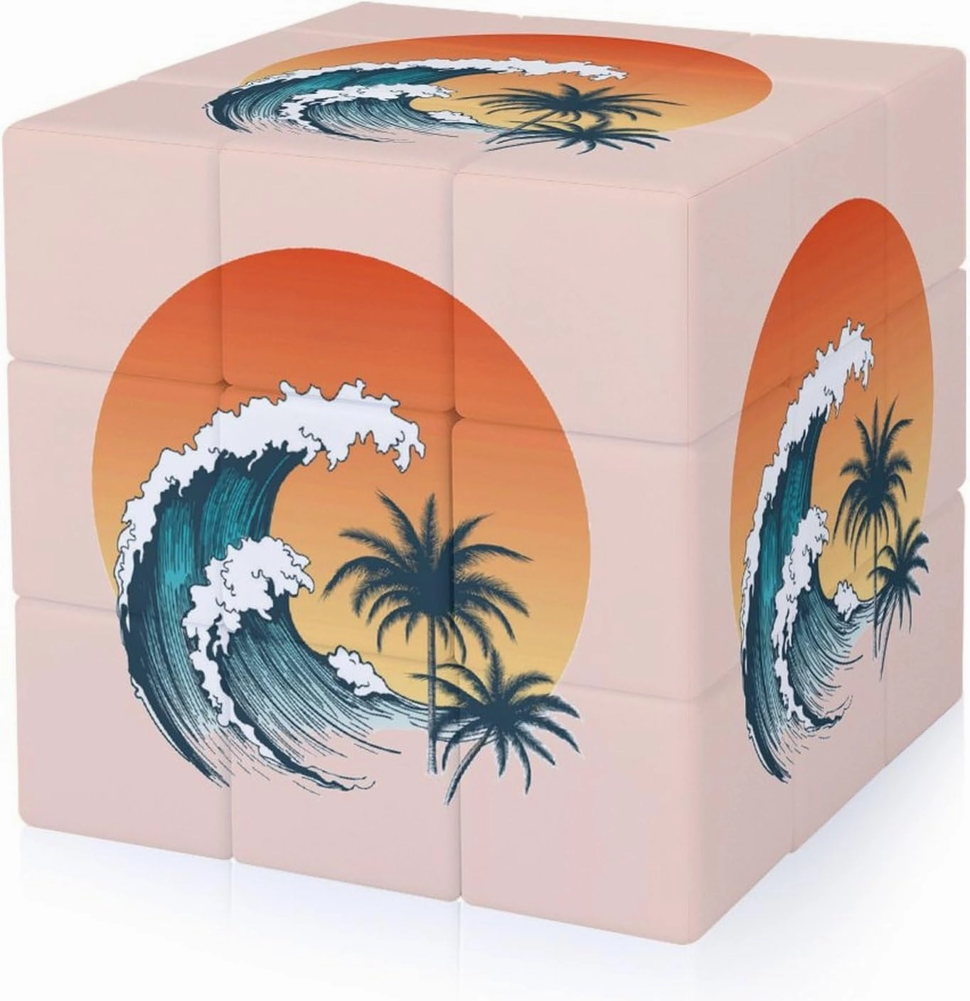 Surfer Big Wave Funny 3x3x3 Cube Smooth Lightweight Puzzle for Adult Graphic Printing Travel