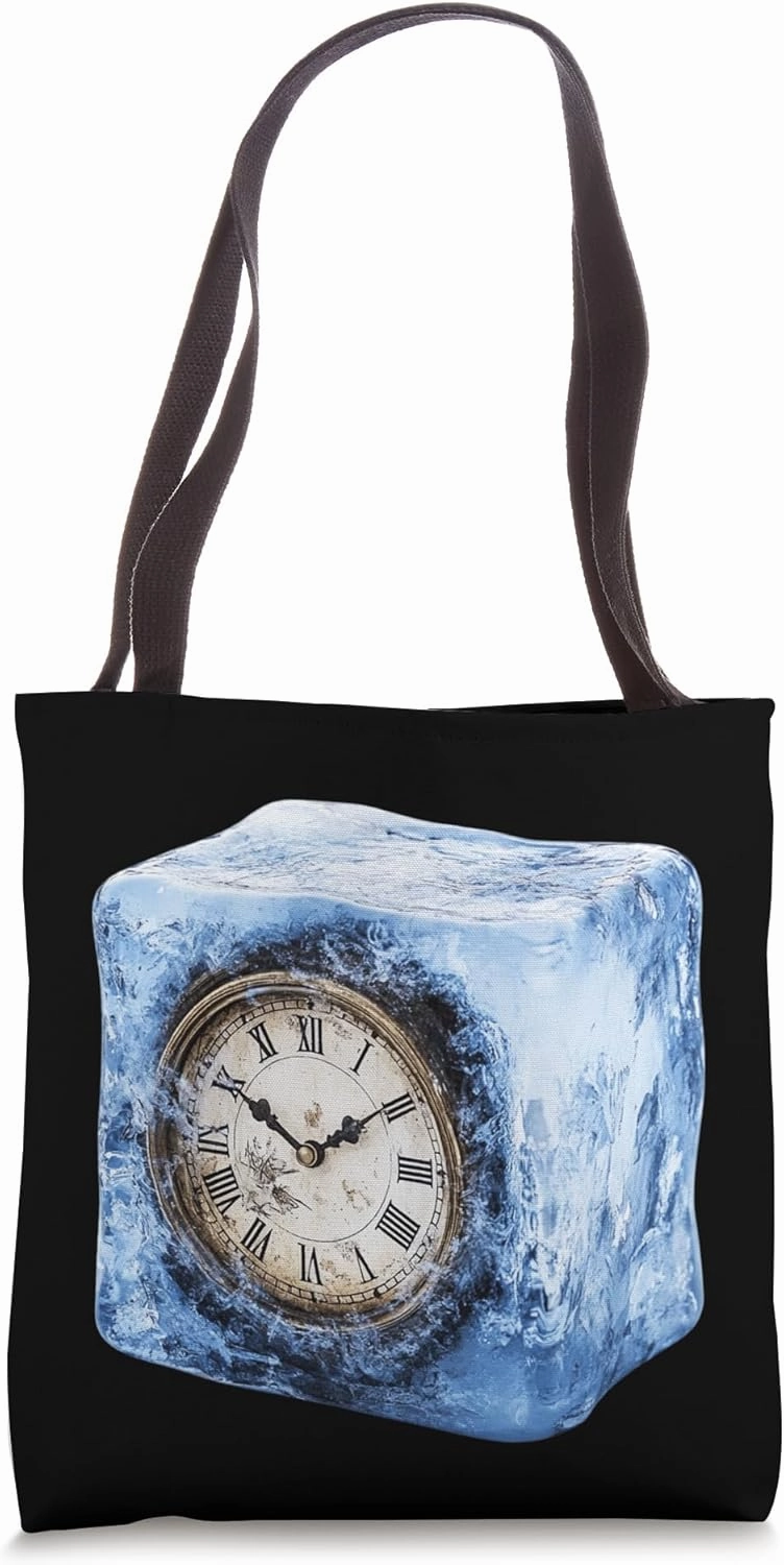 Surreal Antique Clock Embedded In Ice Cube Tote Bag
