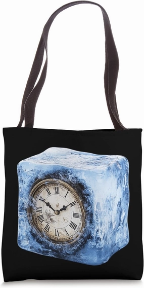 Surreal Antique Clock Embedded In Ice Cube Tote Bag