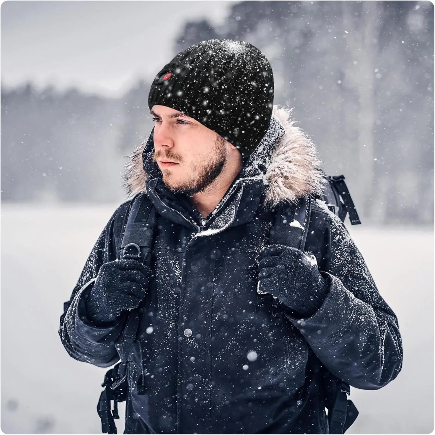 Svpro Battery Heated Beanie Hat - Rechargeable Warm Winter Cap