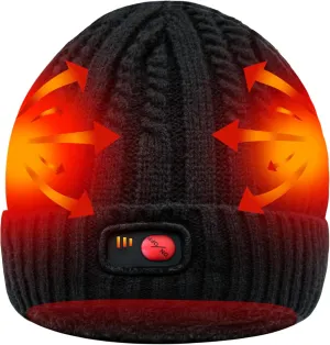 Svpro Battery Heated Beanie Hat - Rechargeable Warm Winter Cap