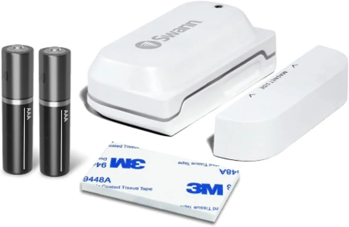 Swann Wireless Window/Door Alert Sensor. Easy Installation (Permanent or Temporary), Wi-Fi Connected, Battery Powered, No Hub Required, Get Alerts to Your Smartphone and Control Sensor Using The App
