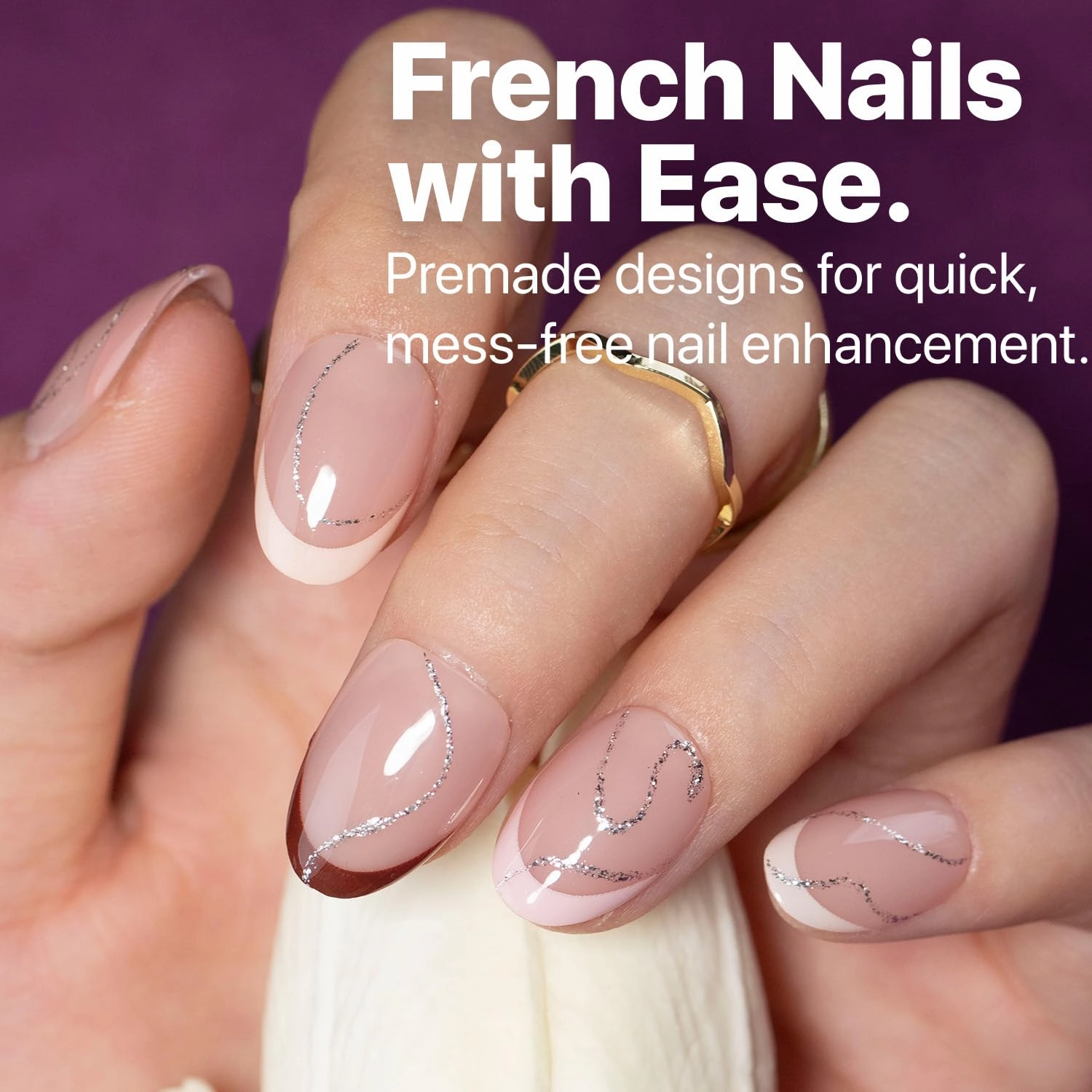 SXC Cosmetics French Tip Press On Nails - Skin Tone Nude and Color Series, Short Coffin X-Pro Tips Starter Kit ST119KIT