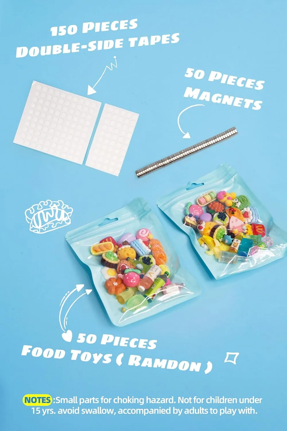 syberwell randomized 50pcs Miniature Resin Magnet Accessories for Eilik Robot, with Double-Side Tape for DIY Crafts
