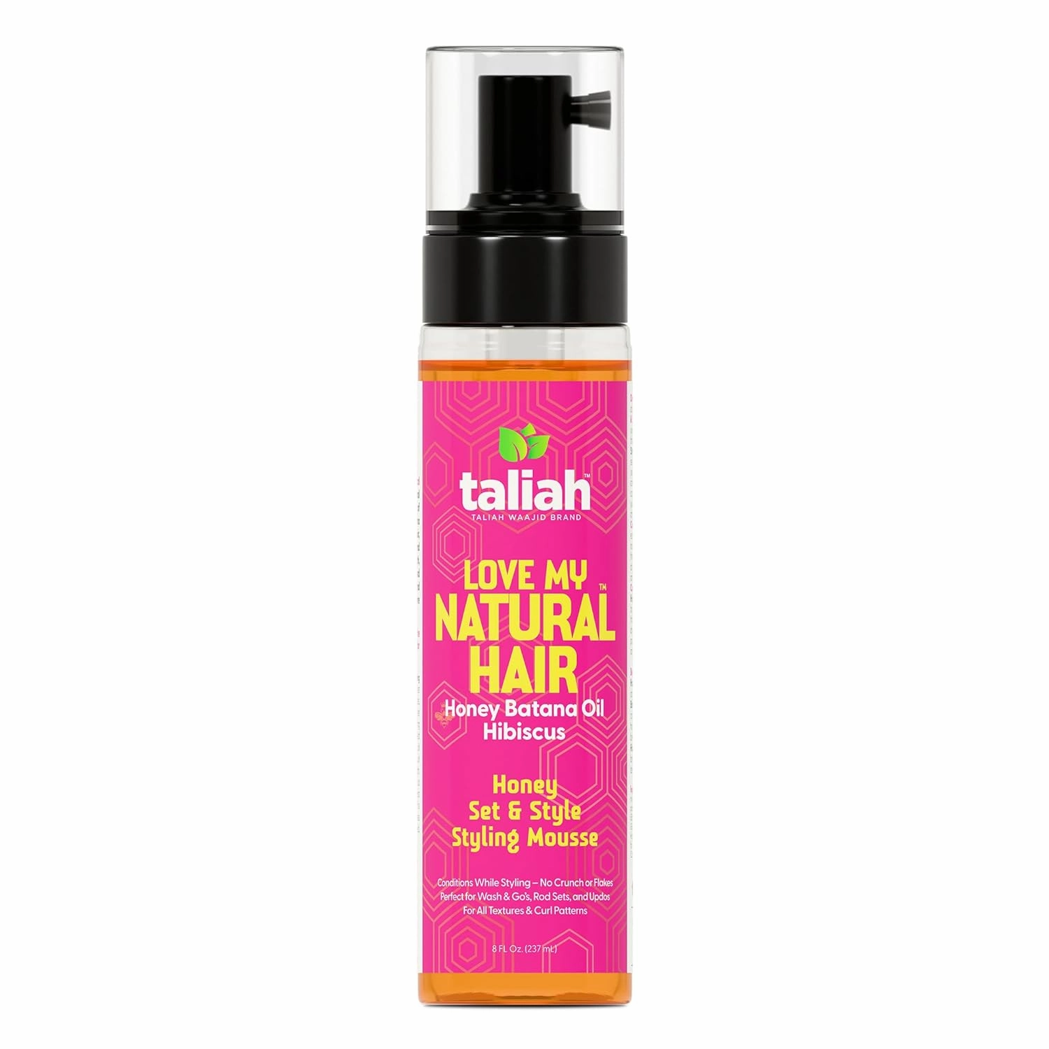 Taliah Waajid Love My Natural Hair Honey Set & Style Styling Mousse 8oz – Lightweight Foaming Mousse with Honey & Batana Oil – Curl Defining, Frizz Control, No Crunch, for Natural, Curly, Coily Hair