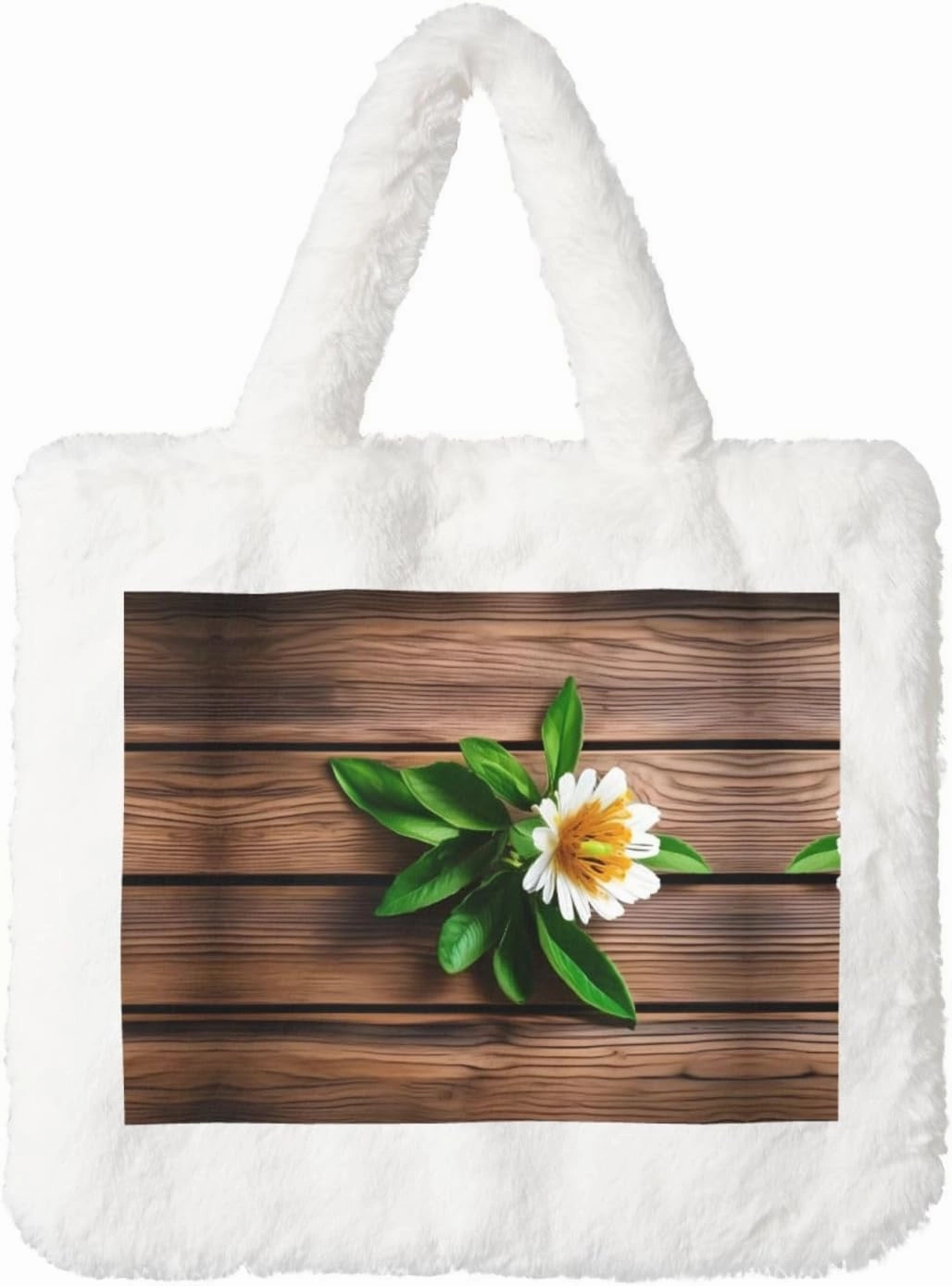 Teal Flower on Plank Plush Handbag – Autumn Winter Tote Bag, Coin Pouch & Accessories – Perfect for Shopping & Christmas
