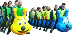 Team Building Games 2PCS Outdoor Carnival Inflatable Toys, Games Group Collaboration Fun Competition Game Multiplayer Cycling Toys(9 Seats/L-5.5M)