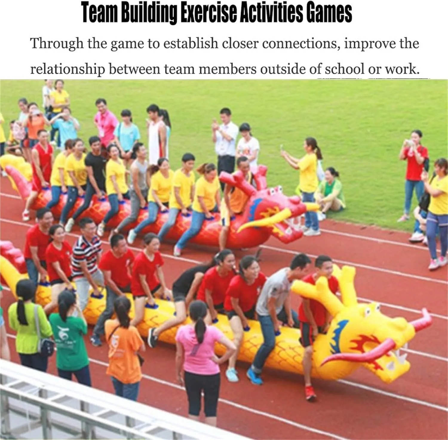 Team Building Games Teamwork Sports Toy Inflatable Dragon Boat, Adult Outdoor Activities Celebration Group Competition Game Equipment, 2 PCS(14 seats/L-8M)