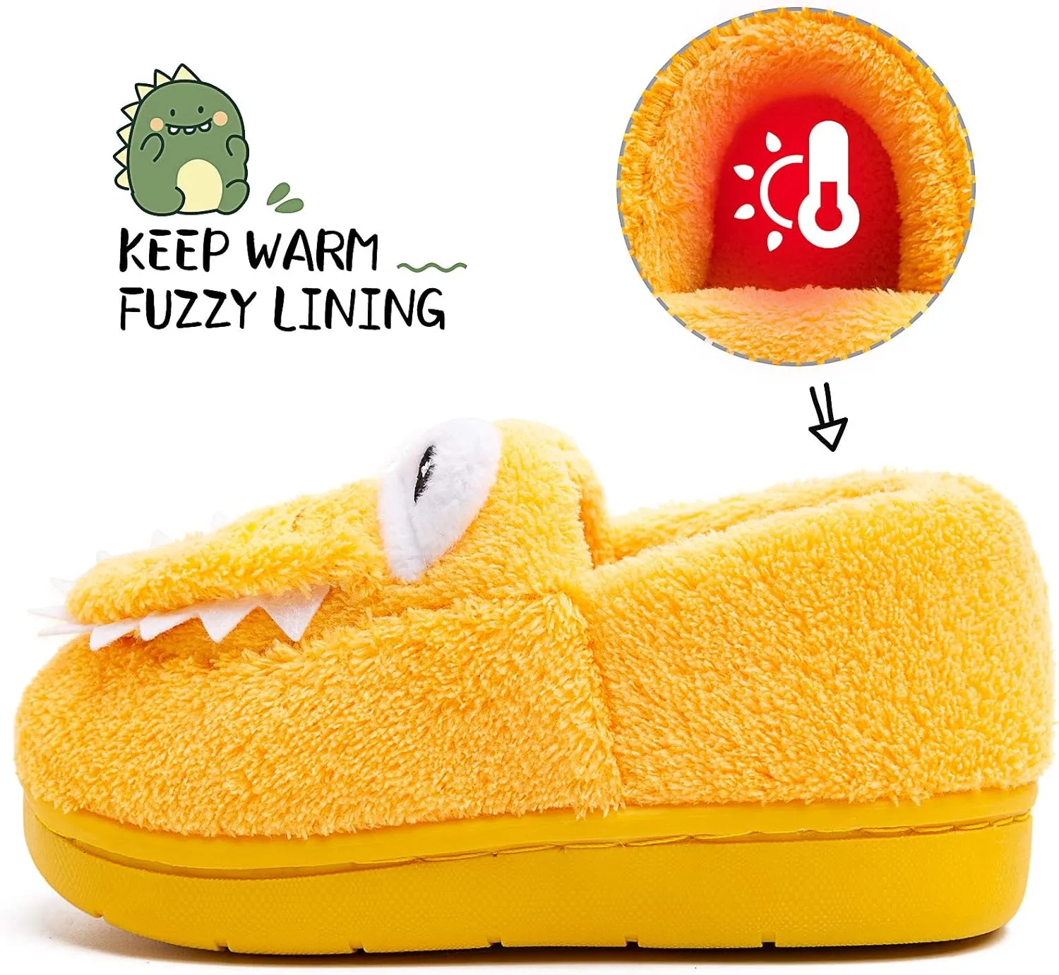 techcity Boys Girls Warm Fleece Slippers Dinosaur House Slippers Cute Animal Fluffy Plush Slip On for Kids Winter Indoor Home Shoes