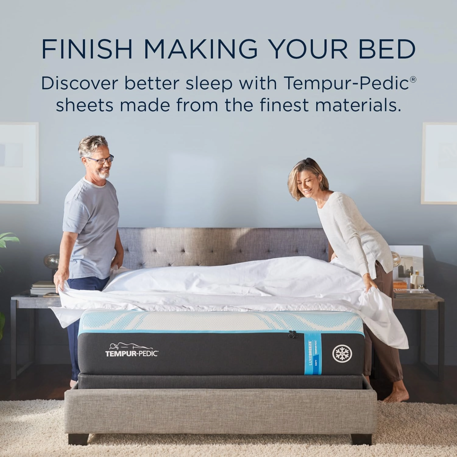 TEMPUR ProAir Sheet Set Blue Azure - Split King