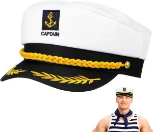 TENDYCOCO Captain Yacht Hat Embroidered Sailor Captain Cap 8.9 x 6 x 3.5 for Halloween Cosplay