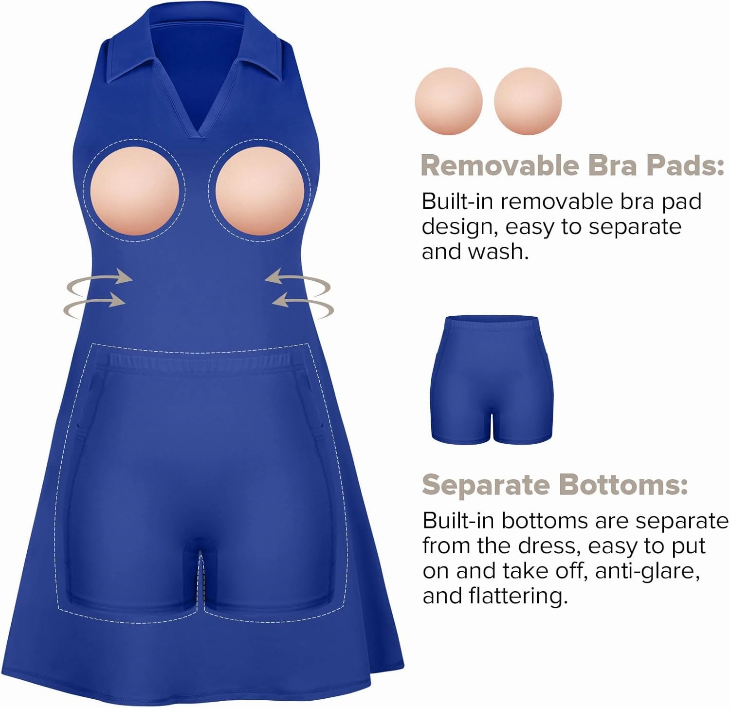Tennis Dress for Women UPF 50  Golf Athletic Dresses with Shorts 2 Piece Sets Summer Workout Outfits