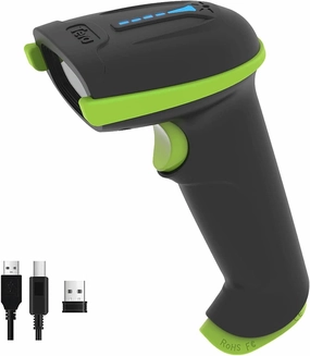 Tera Barcode Scanner Wireless Versatile 2-in-1 (2.4Ghz Wireless USB 2.0 Wired) with Battery Level Indicator 328 Feet Transmission Distance Rechargeable 1D Laser Bar Code Reader USB Handheld (Green)