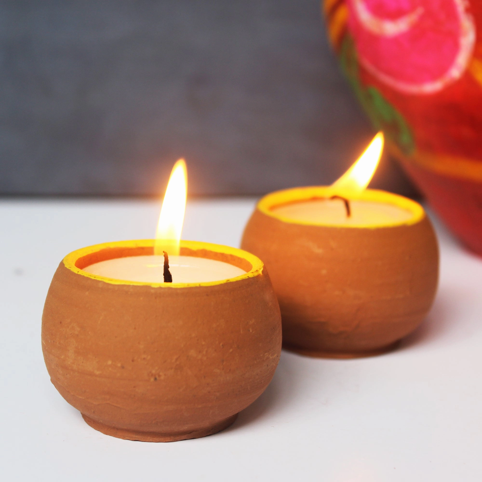 Terracotta Pot "BALL" Candles Set of 12