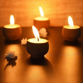 Terracotta Pot "BALL" Candles Set of 12