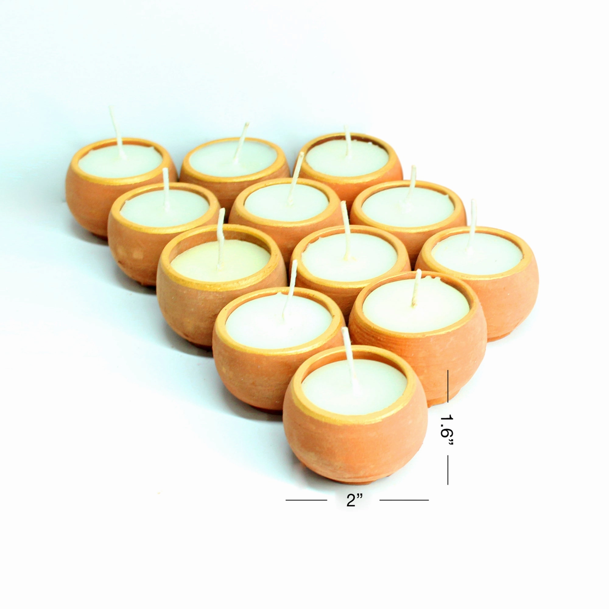 Terracotta Pot "BALL" Candles Set of 12