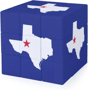 Texas Flag Map Funny 3x3x3 Cube Smooth Lightweight Puzzle for Adult Graphic Printing Travel