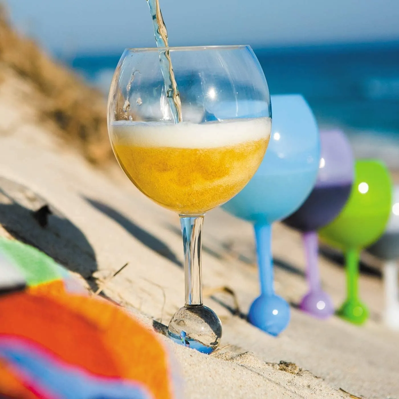 The Beach Glass- Original Floating Acrylic Wine Glass- for Pool, Beach, Camping, Picnic and Outdoor - 1 Pink Sunset 1 Purple Haze
