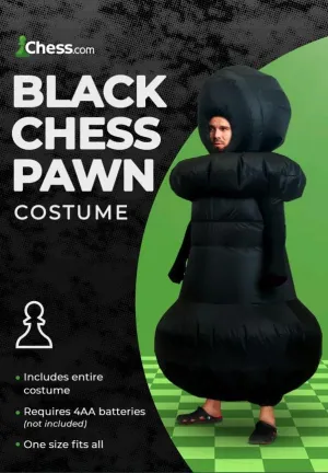 The House of Staunton Chess.com Unisex Inflatable Pawn Chess Piece Costume – One Size Fits All (Black)