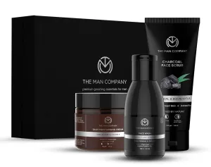The ManCompany Detan Facial Kit - Charcoal Face Wash, Charcoal Scrub, Daily Moisturising Face Cream | Best Detan Care - Pack of 3