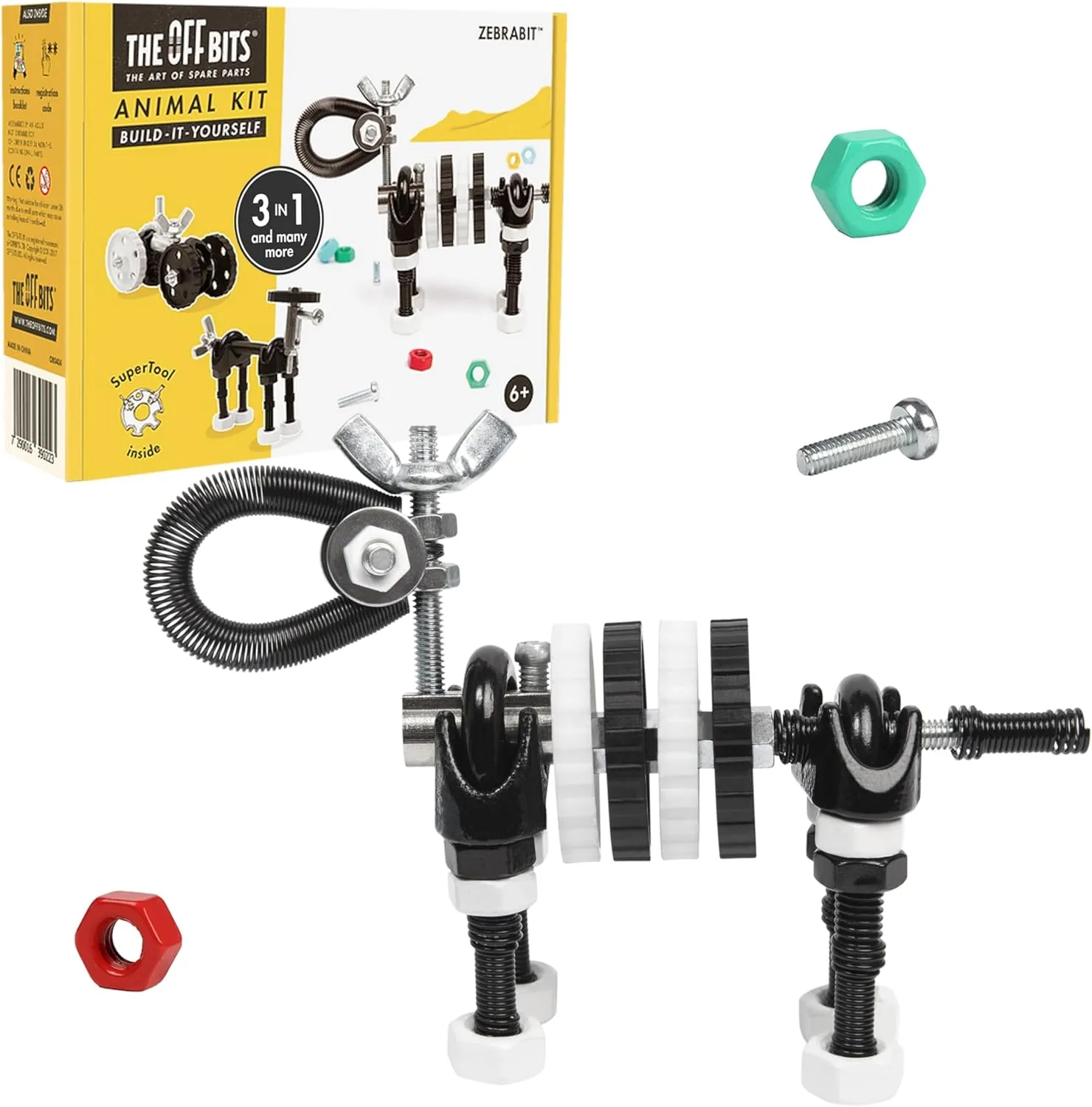 The Off Bits Build Your Own Zebra Robot Model, Gift Ideas, STEM Building Toy for Kids 6-9 , Educational Engineering Kit, Construction & Creative Gift for Boys & Girls