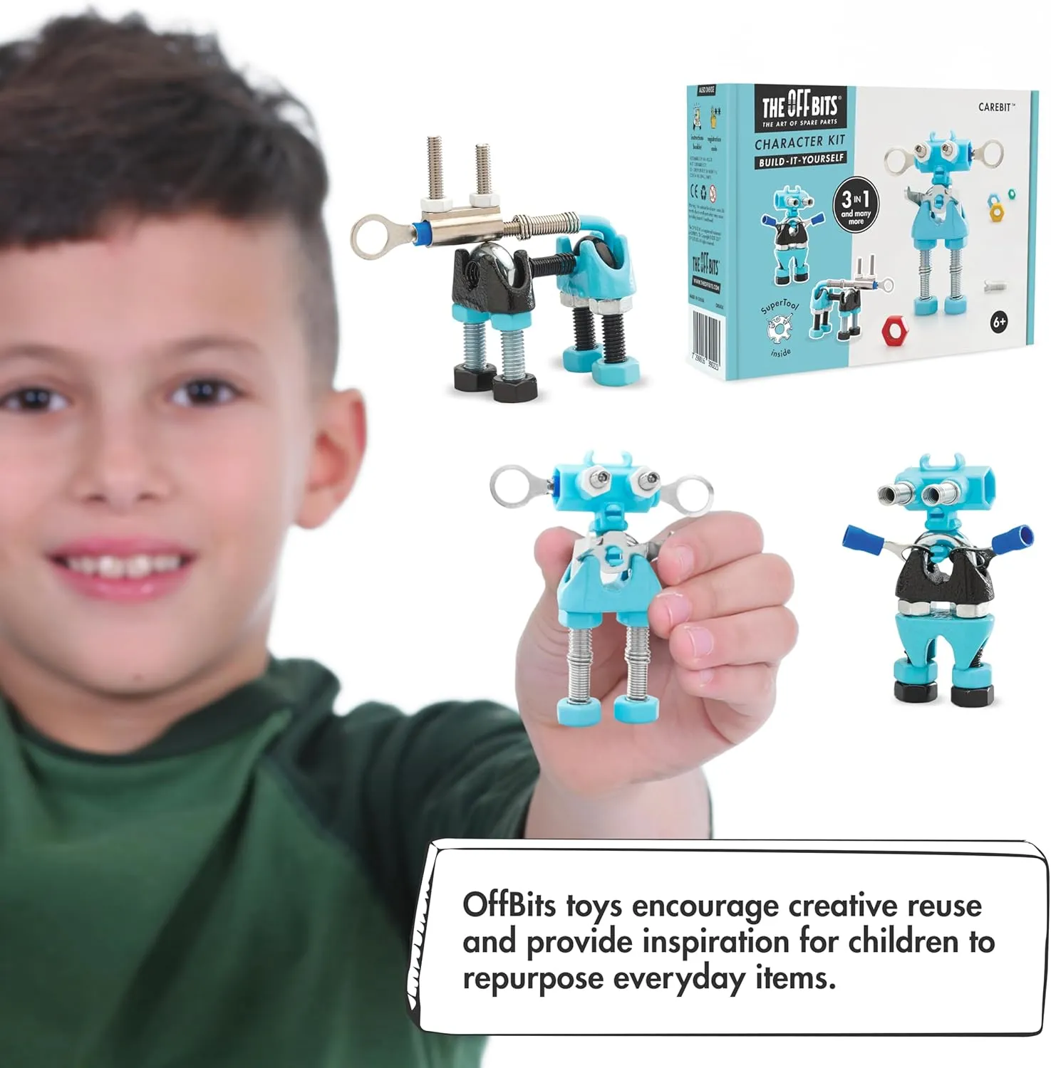 The Off Bits CareBit Build Your Own Robot Toy Construction Set, Educational Gift STEM Activities Learning Kit, Creative Build and Play Model Kit Steam Toys for 6 7 8 9 10  Year Old Boys & Girls