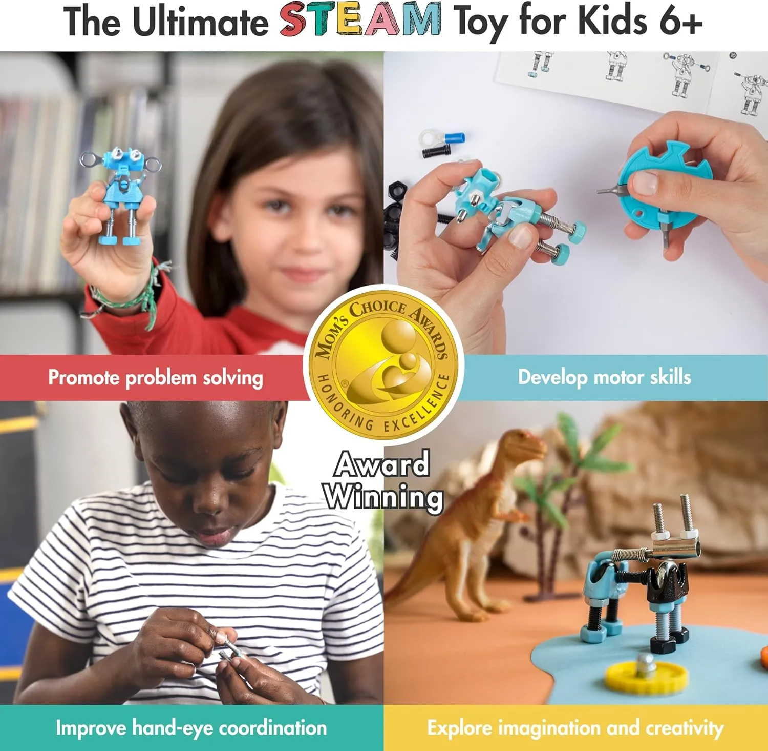 The Off Bits CareBit Build Your Own Robot Toy Construction Set, Educational Gift STEM Activities Learning Kit, Creative Build and Play Model Kit Steam Toys for 6 7 8 9 10  Year Old Boys & Girls
