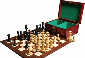 The 6" Classic Series Chess Set, Box, Board Combination - Ebonized Boxwood and Natural Boxwood - by The House of Staunton