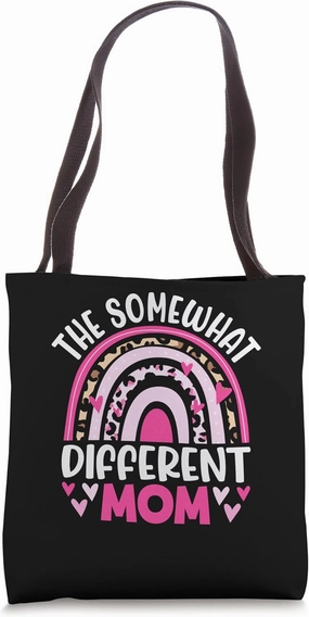 The Somewhat Different Mom Leopard Rainbow Mothers Day Tote Bag