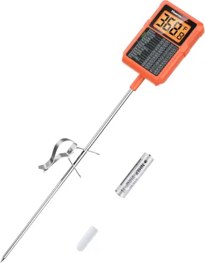 ThermoPro TP510 Waterproof Digital Candy Thermometer with Pot Clip, 10" Long Probe Instant Read Food Cooking Meat Thermometer for Grilling Smoker BBQ Deep Fry Oil Thermometer